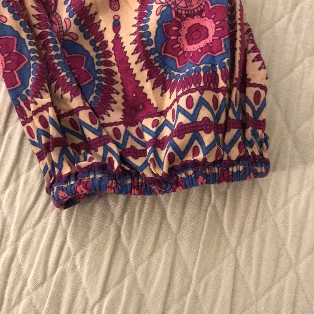 New R. Vivimos Spring Bohemian Patchwork Print Midi Dress Blue Cream Pink … - Picture 9 of 14